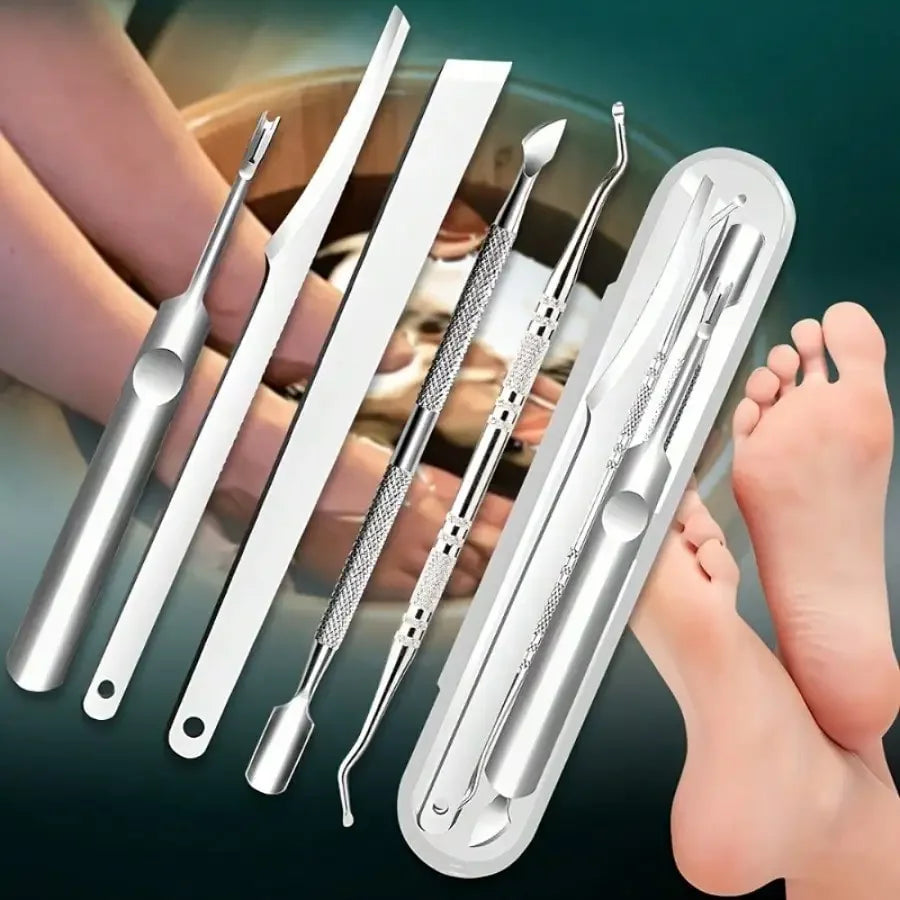 5/6PCS Professional Stainless Steel Ingrown Toenail Clipper Set -Precision Podiatry Tools for Dead Skin Trimming & Pedicure Care