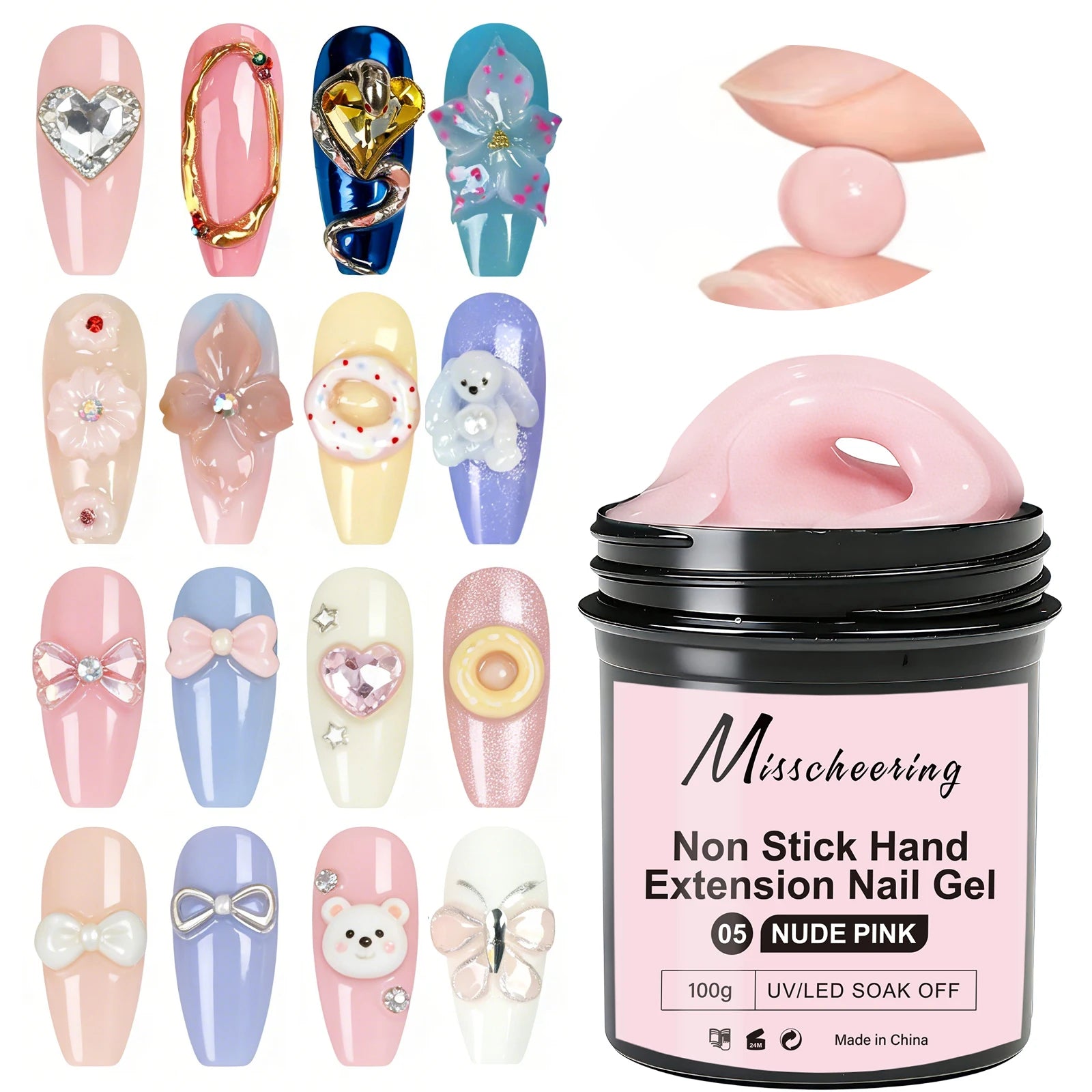 100g White CLear Non Stick Hand Extension Nail Gel 3D Shaping Sculpting Carving Nail Art Solid Hard Gel UV LED Soak Off Gel