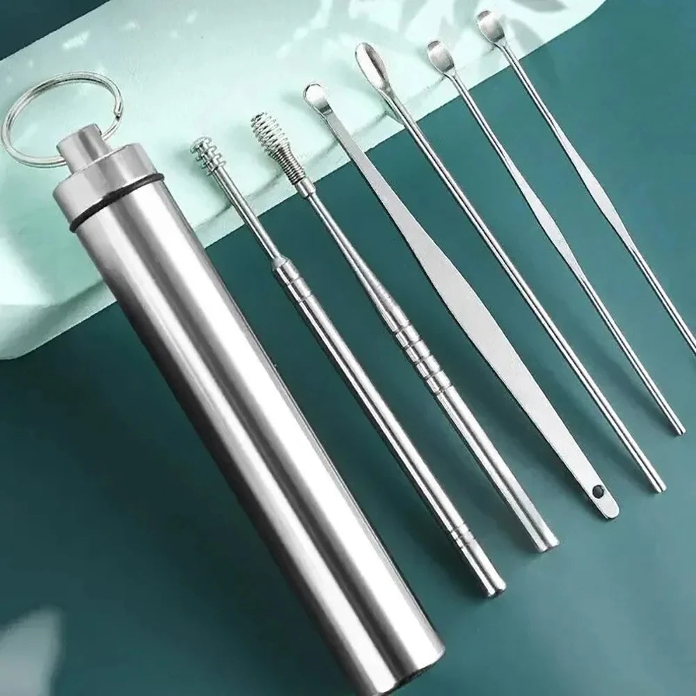 Ear Cleaner 6Pcs/Set Earpick Ear Wax Remover Ear Spoon Curette Ear Cleaning Spiral Earpick Easy Earwax Removal Ear Care Gadget