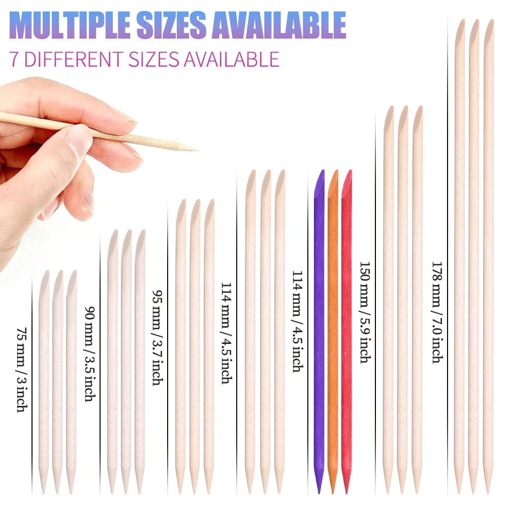 100Pcs Orange Wood Sticks for Nails Double Sided Cuticle Pusher Remover Nail Art Manicure Pedicure Tool for Manicure Pedicure