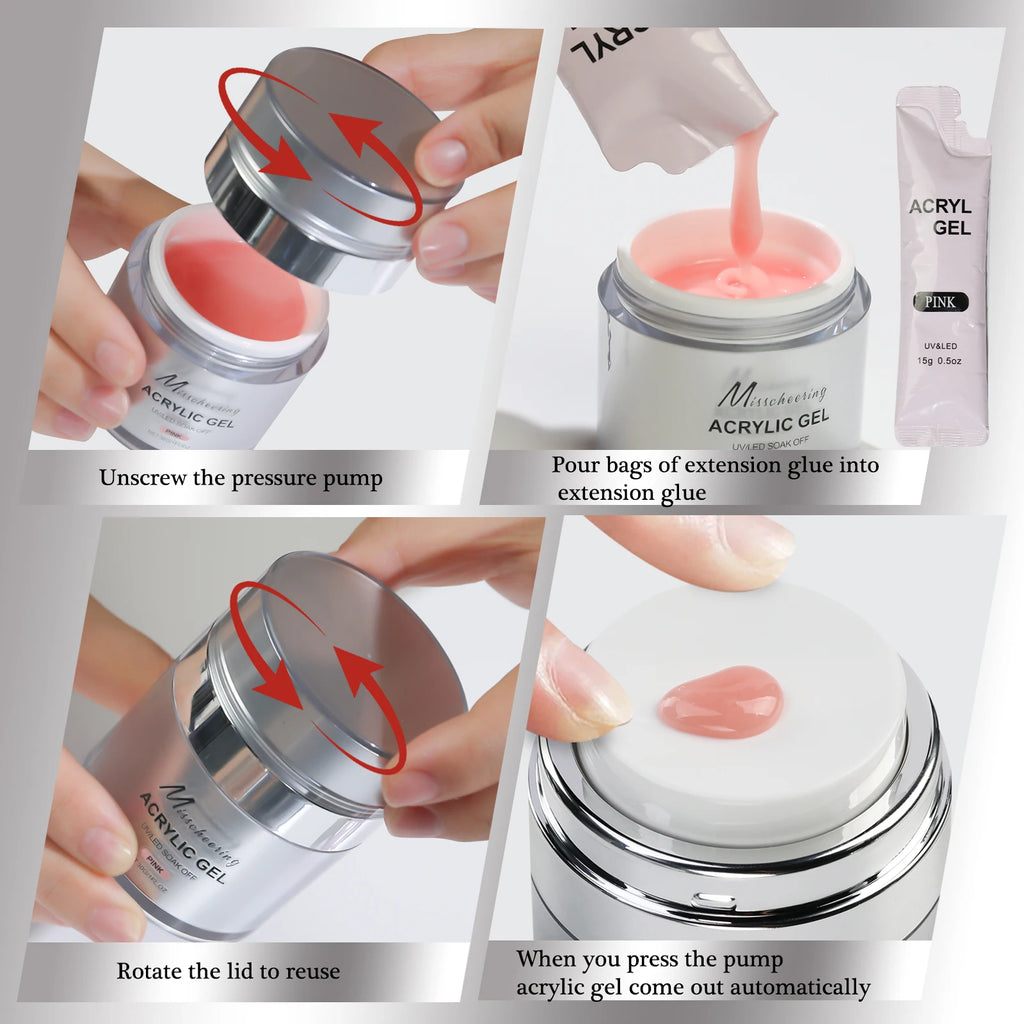 15/30g Quick Builder Nail Gel White Nude Pink Clear Nail Art Extension Gel Multifunctional Acrylic Gel Soak Off UV LED for Salon