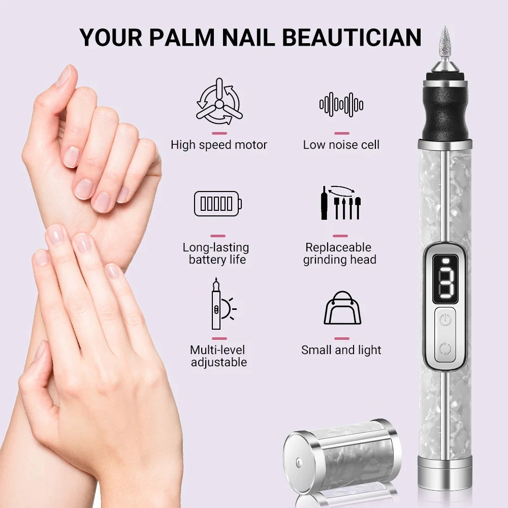 Electric Nail Drill Professional Nail Polishing Machine Multiple Gears Low Noise Nails Sander File Set For Manicure Salon Tools