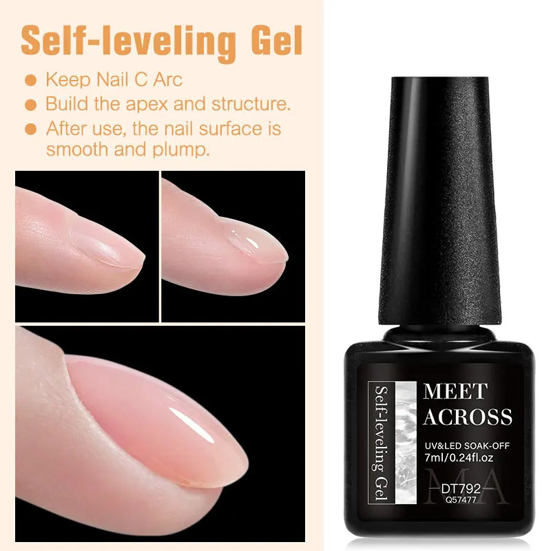 MEET ACROSS 7ml Self Leveling Gel Nail Polish Strong Base Gel Reinforced Gel Lacquer Semi Permanent UV Soak Off Nail Art Gel