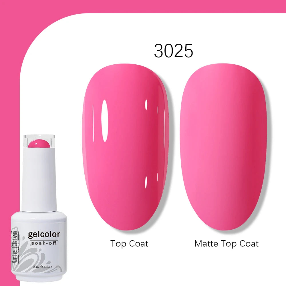 Arte Clavo Gel Nail Polish 400 Colors15ml Semi Permanent Gel Varnish Base Top Coat Nail Art Manicure Soak Off LED UV Salon Gel