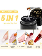MTSSII 8ml 5 IN 1 No-wipe Top Coat Reinforcement Gel Nail Polish Efficient Function Adhesive Water Nail Art Gel DIY Design