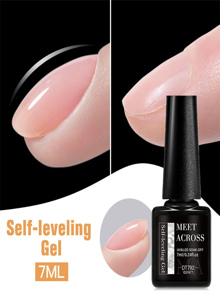 MEET ACROSS 7ml Self Leveling Gel Nail Polish Strong Base Gel Reinforced Gel Lacquer Semi Permanent UV Soak Off Nail Art Gel