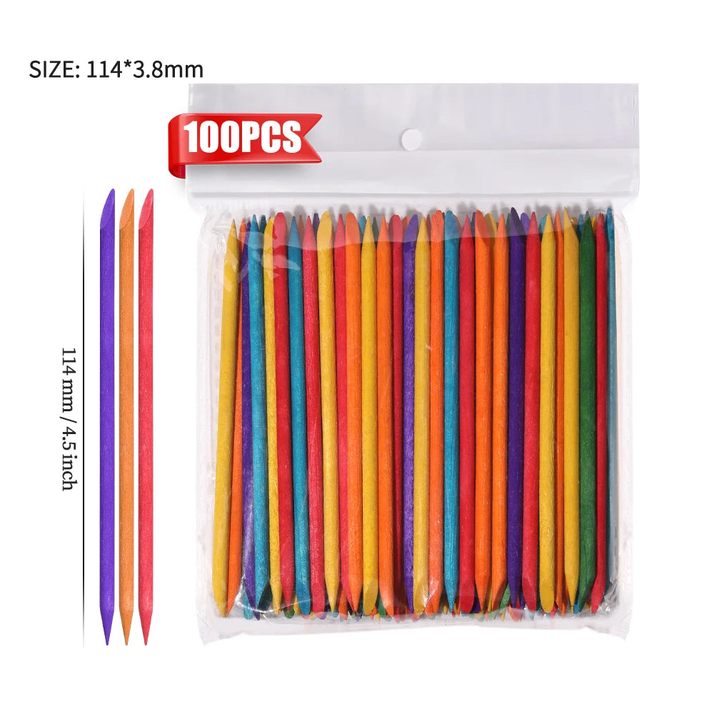 100Pcs Orange Wood Sticks for Nails Double Sided Cuticle Pusher Remover Nail Art Manicure Pedicure Tool for Manicure Pedicure