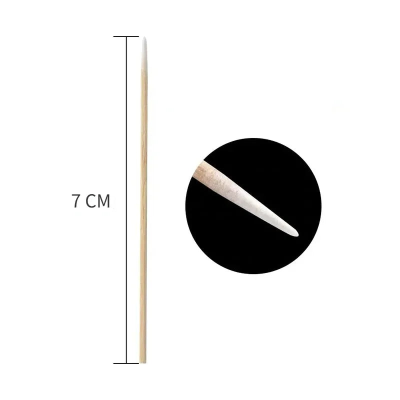 100Pcs Wooden Swab Sticks for Cleaning Detailing Nail Polish Removal Manicure Art Tools Cotton Tip Bud Correctors