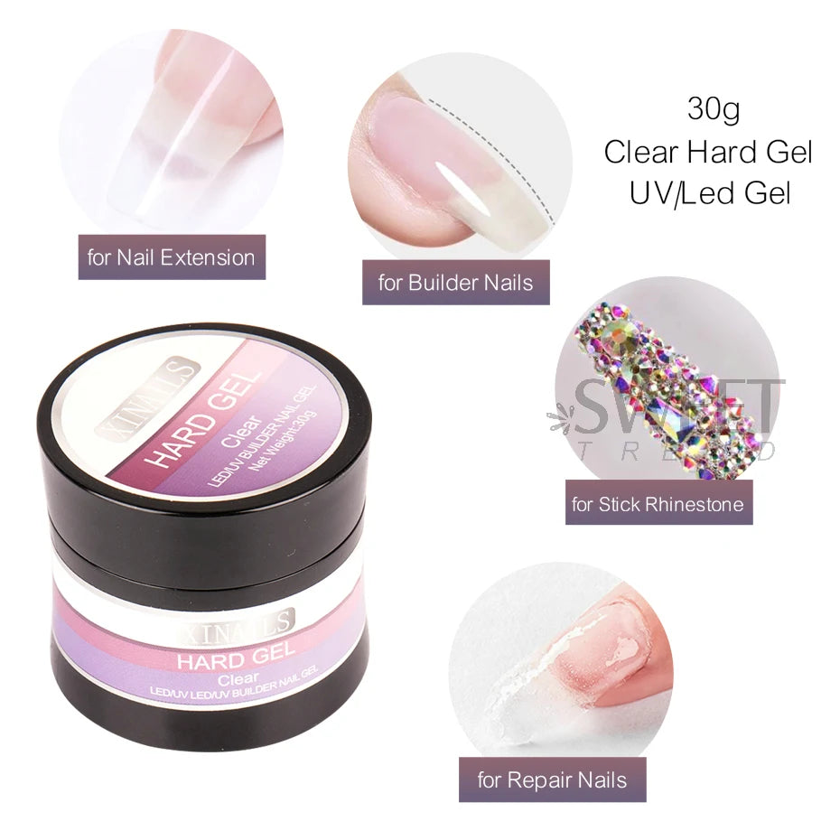 30g Reinforce Nail Glue Gel UV Finger Builder Tools Soak Off Model Hard Gel Thick No Wipe Top Coat Manicure Construction Prolong