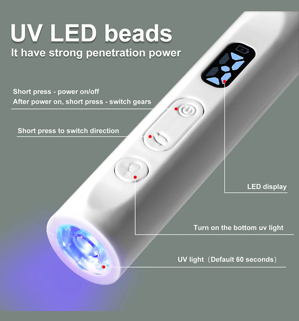 2IN1 Electric Nail Drill Machine&UV Lamp Rechargeable Portable Nails Polisher Drill File Pen for Manicure Gel Acrylic Polishing