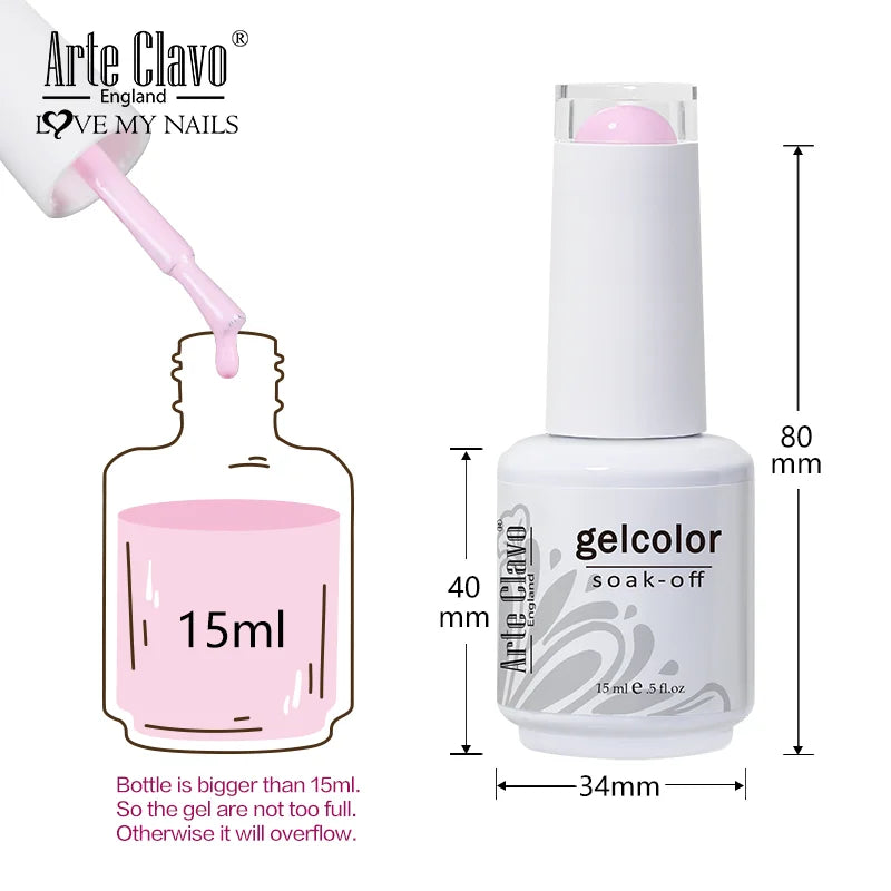 Arte Clavo 15ml HEMA FREE TPO FREE Gel Nail Polish Nail Supply Wholesale Soak Off UV LED Gel Lacquer Nail Art Glitter Polish