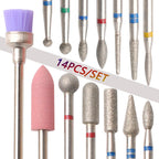 14pcs/set Nail Drill Machine Bit Nail Gel Removal Polishing Tools Pedicure Manicure Rotary Grinding  Buffer Polisher