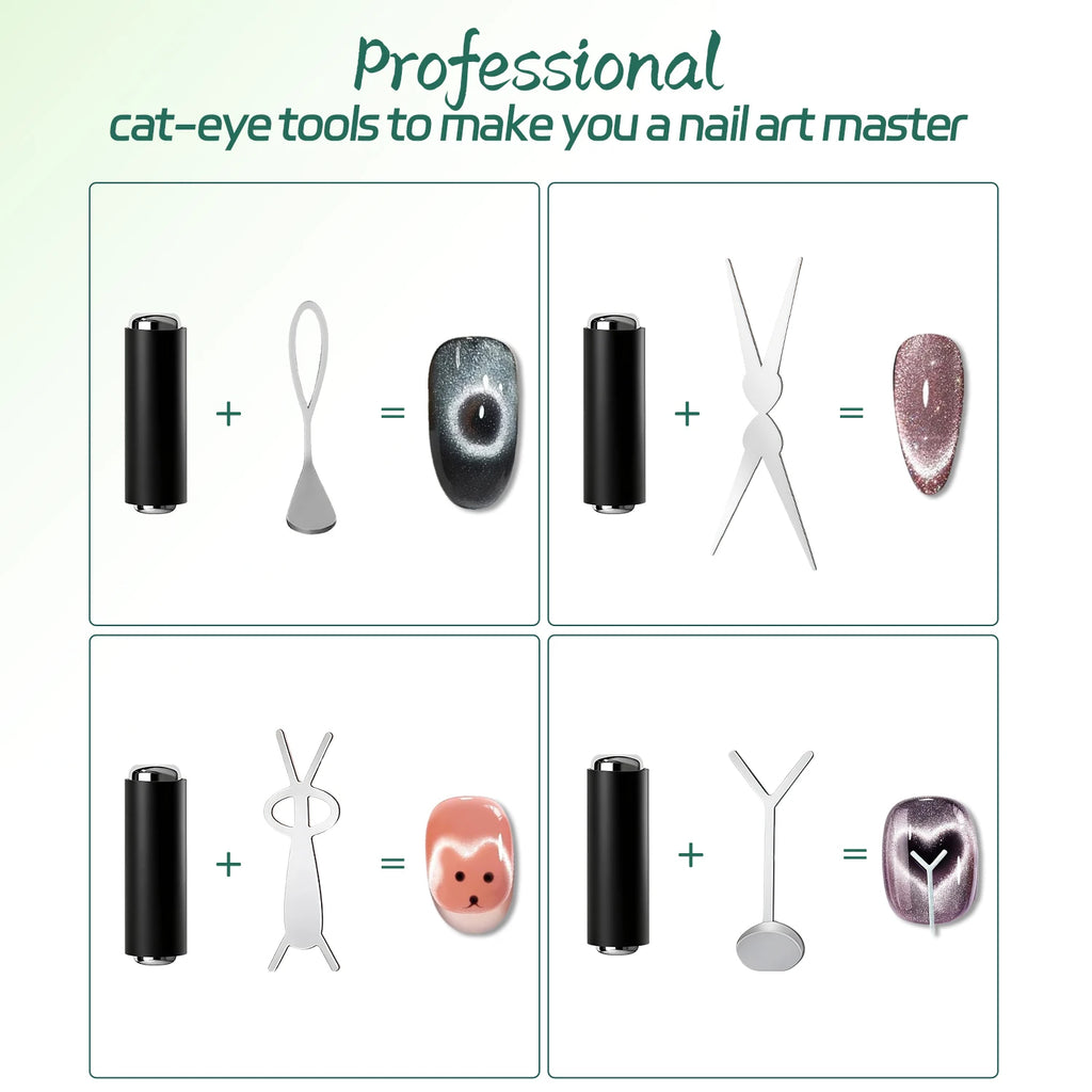 Nailpop Cat Eye Magnet Kit Silver DIY French Wide Rabbit Heart Nail Art Salon Professional Gel Polish Cat Eye Nail Tools 1 set