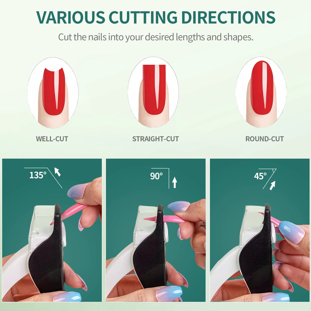 Nailpop Nail Clipper U Shaped Acrylic Fake Nail Scissors Nail Tip Edge Cutter Trimmer Manicure with Sizer Precise Cutting Tools