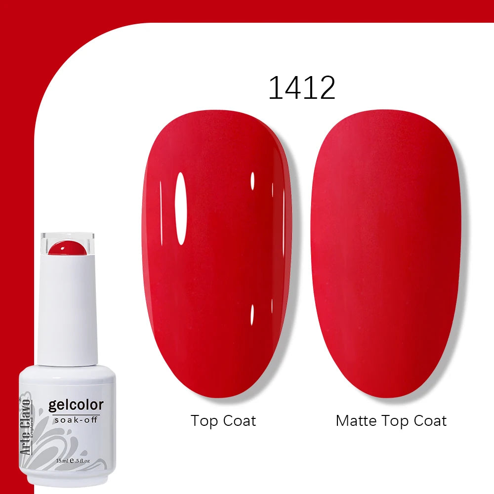 Arte Clavo Gel Nail Polish 400 Colors15ml Semi Permanent Gel Varnish Base Top Coat Nail Art Manicure Soak Off LED UV Salon Gel