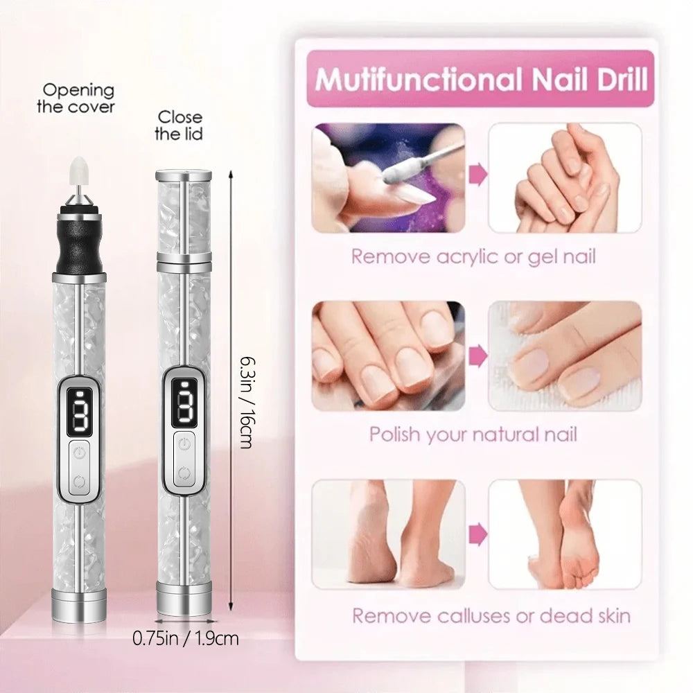 Electric Nail Drill Professional Nail Polishing Machine Multiple Gears Low Noise Nails Sander File Set For Manicure Salon Tools