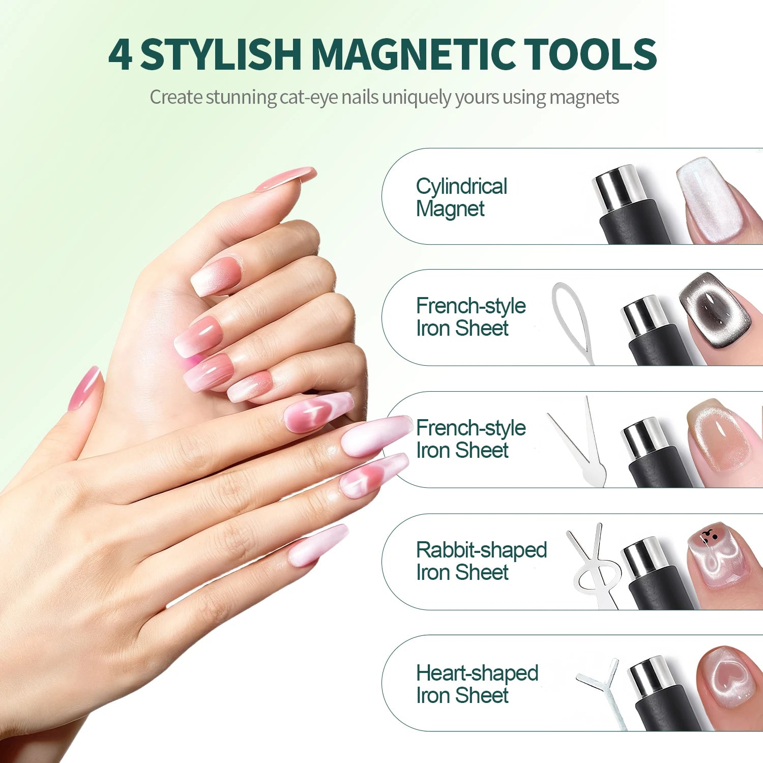 Nailpop Cat Eye Magnet Kit Silver DIY French Wide Rabbit Heart Nail Art Salon Professional Gel Polish Cat Eye Nail Tools 1 set