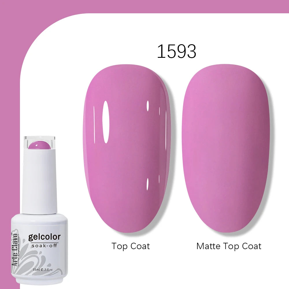 Arte Clavo Gel Nail Polish 400 Colors15ml Semi Permanent Gel Varnish Base Top Coat Nail Art Manicure Soak Off LED UV Salon Gel