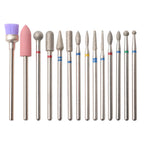 14pcs/set Nail Drill Machine Bit Nail Gel Removal Polishing Tools Pedicure Manicure Rotary Grinding  Buffer Polisher
