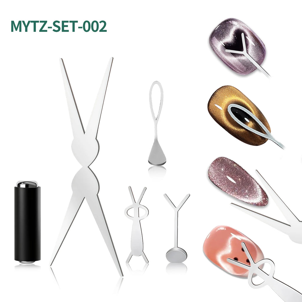 Nailpop Cat Eye Magnet Kit Silver DIY French Wide Rabbit Heart Nail Art Salon Professional Gel Polish Cat Eye Nail Tools 1 set