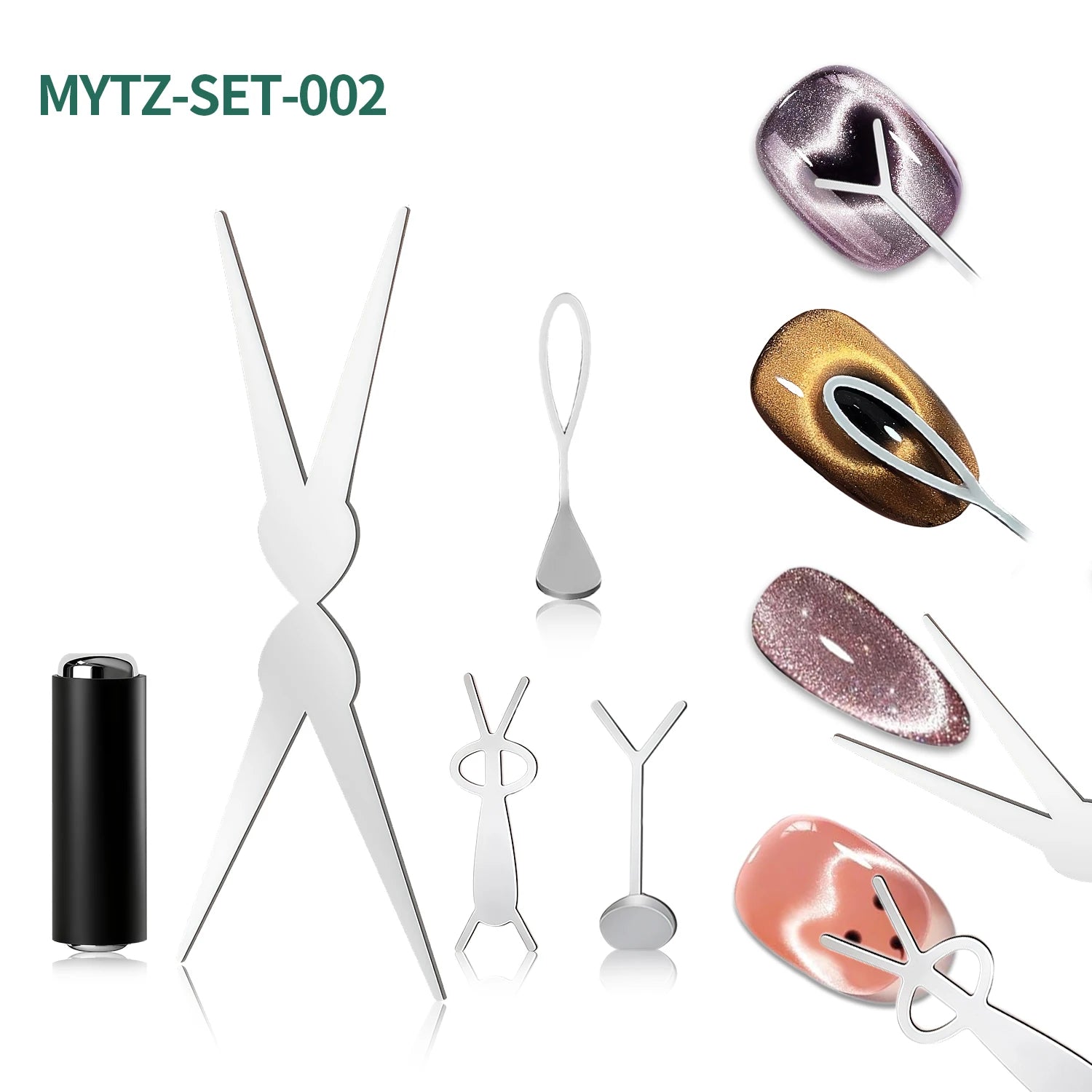 Nailpop Cat Eye Magnet Kit Silver DIY French Wide Rabbit Heart Nail Art Salon Professional Gel Polish Cat Eye Nail Tools 1 set