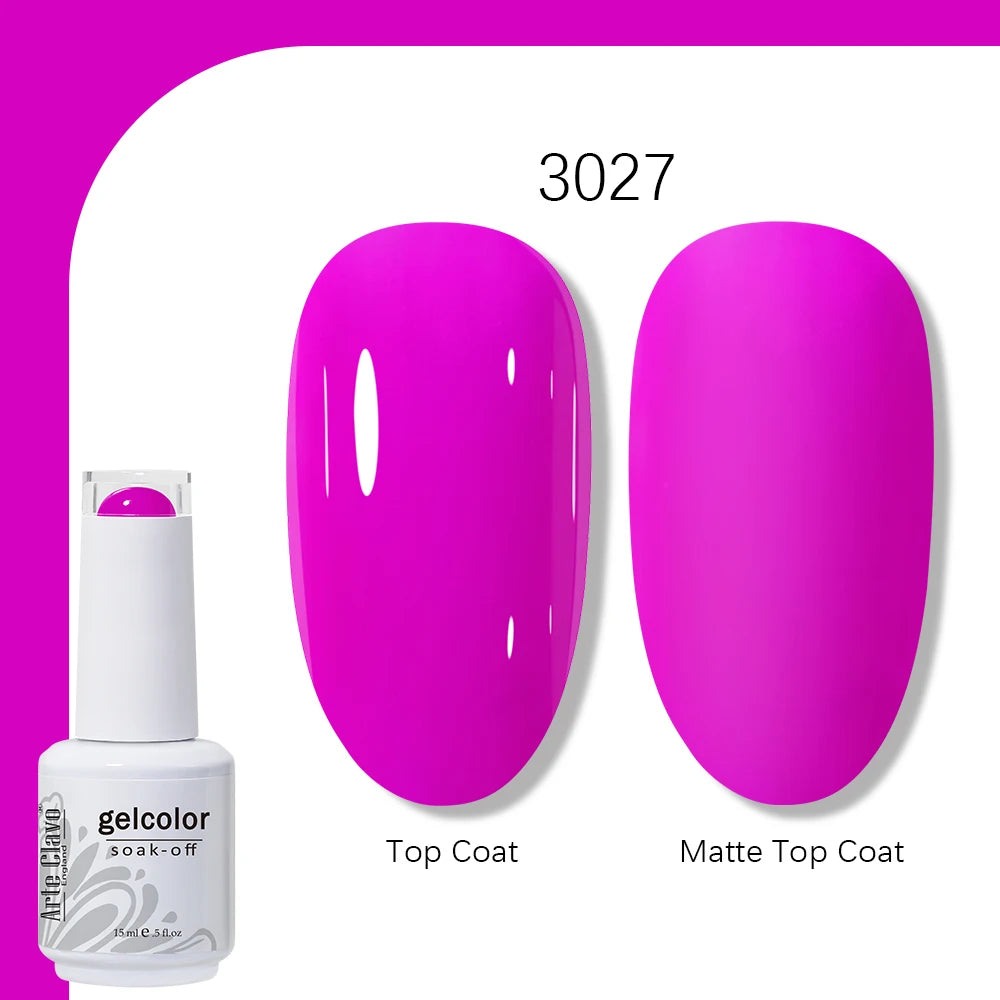 Arte Clavo Gel Nail Polish 400 Colors15ml Semi Permanent Gel Varnish Base Top Coat Nail Art Manicure Soak Off LED UV Salon Gel