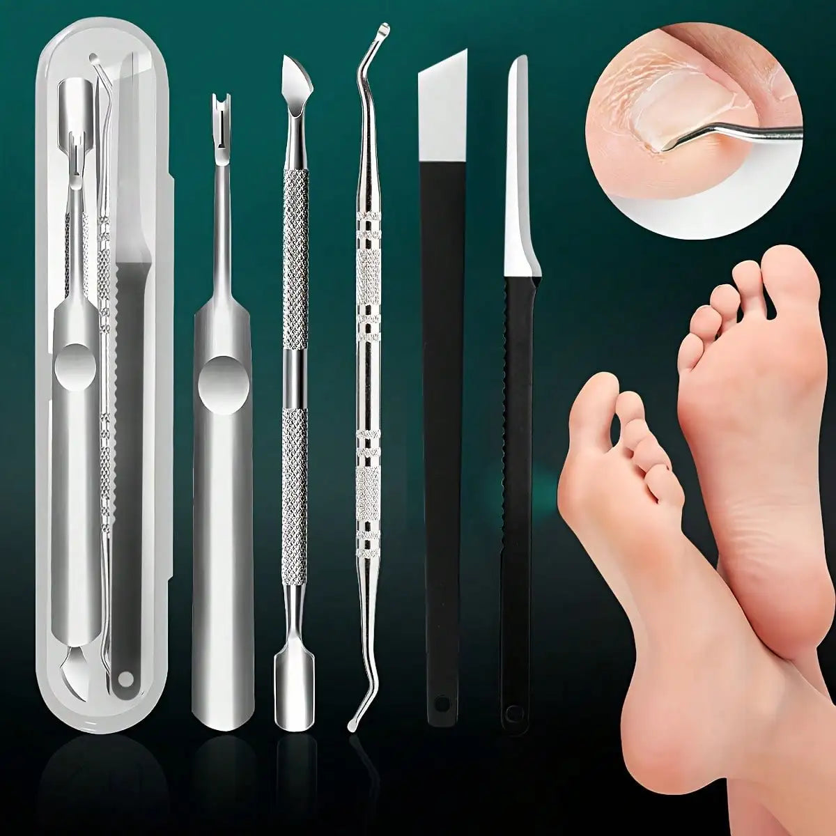 Ingrown Toenail Treatment Stainless Steel Podiatry Tools,Multifunctional Pedicure Set for Dead Skin Trimming, Precision Clippers