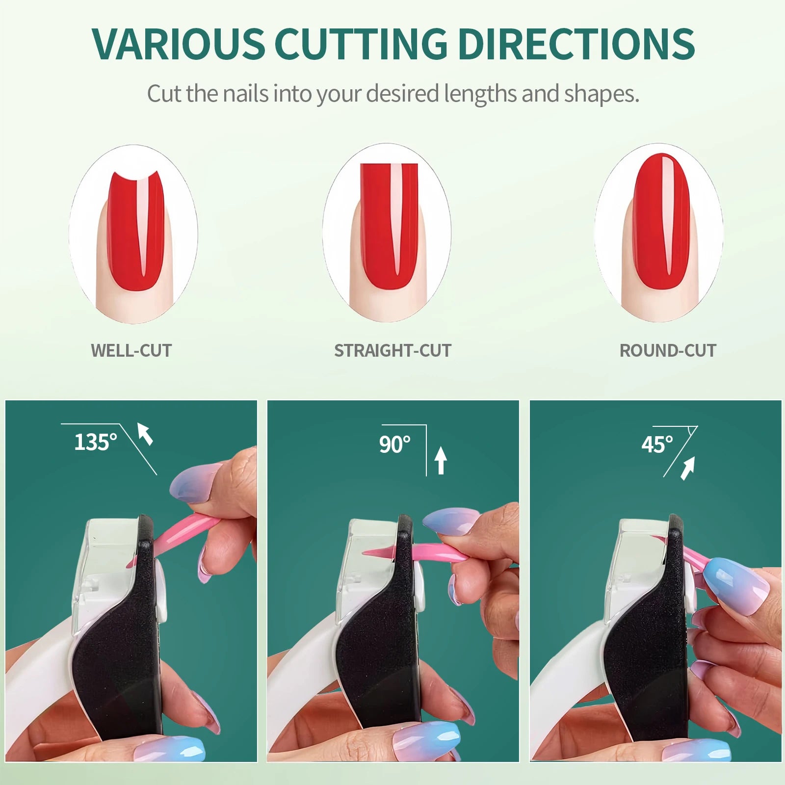 NAILPOP Adjustable Acrylic Nail Clippers with Sizer Professional Stainless Steel Blade Nail Tips Cutter Trimmer Manicure Tool