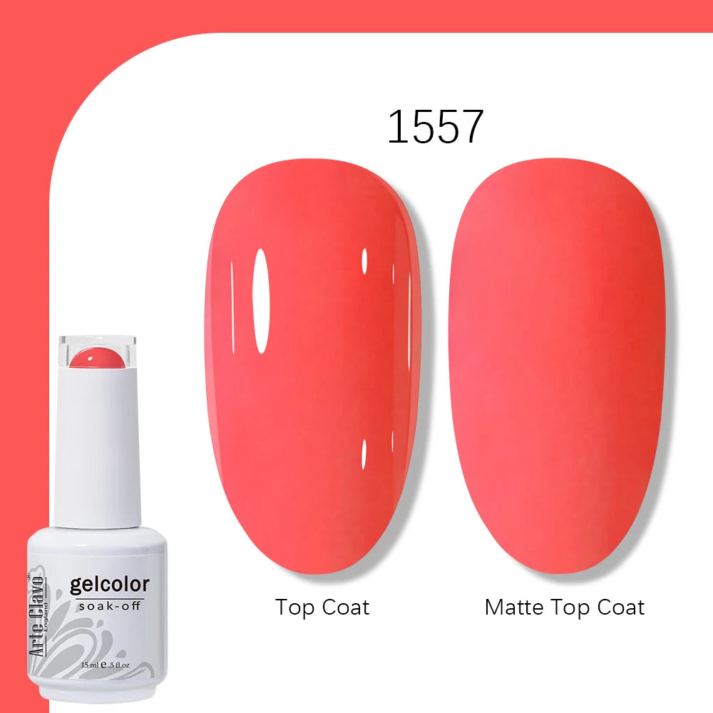 Arte Clavo Gel Nail Polish 400 Colors15ml Semi Permanent Gel Varnish Base Top Coat Nail Art Manicure Soak Off LED UV Salon Gel