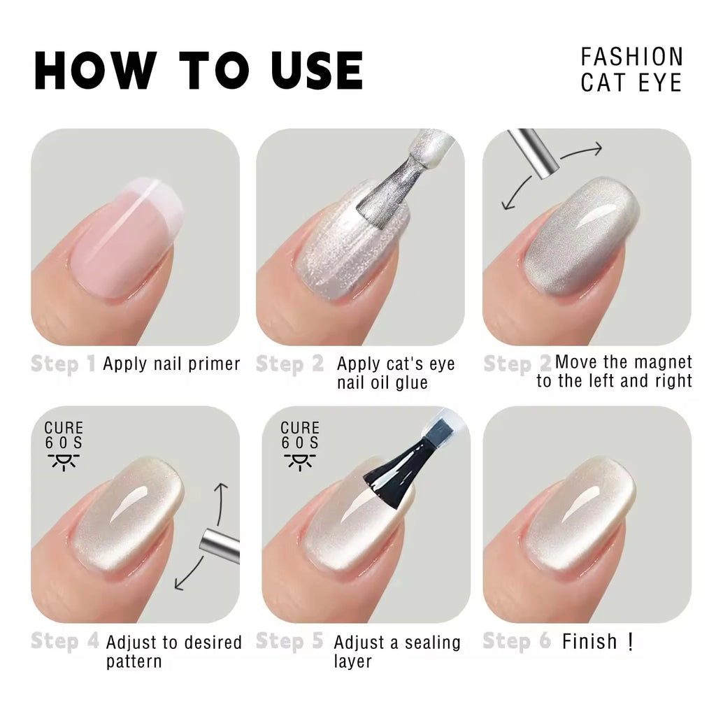 YIKOOLIN Nail Art Magnetic Pen 3D Cat Eye Painting Nails Art Design Dual-Ended Magnet Wand Gel Polish Magic for Manicure DIY