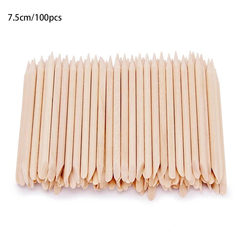 50/100pcs Nail Art Pusher Orange Wood Sticks Cuticle Pusher Remover Rhinestones Dotting Removal Manicure Pedicure Care Tools