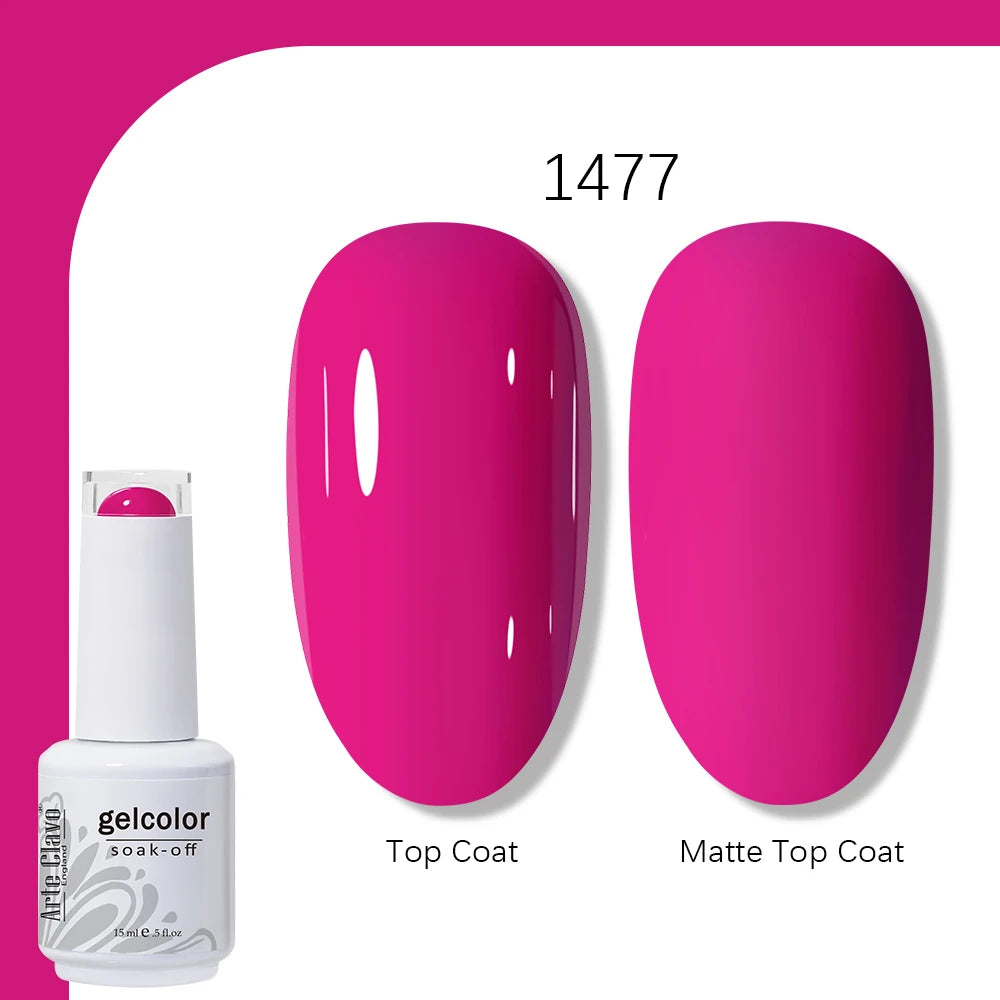 Arte Clavo Gel Nail Polish 400 Colors15ml Semi Permanent Gel Varnish Base Top Coat Nail Art Manicure Soak Off LED UV Salon Gel