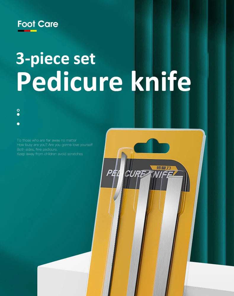 3 pcs/set Pedicure Knife Set Professional Ingrown Toenail Foot Care Tools Stainless Steel Nail Nippers Clipper Remover Kit