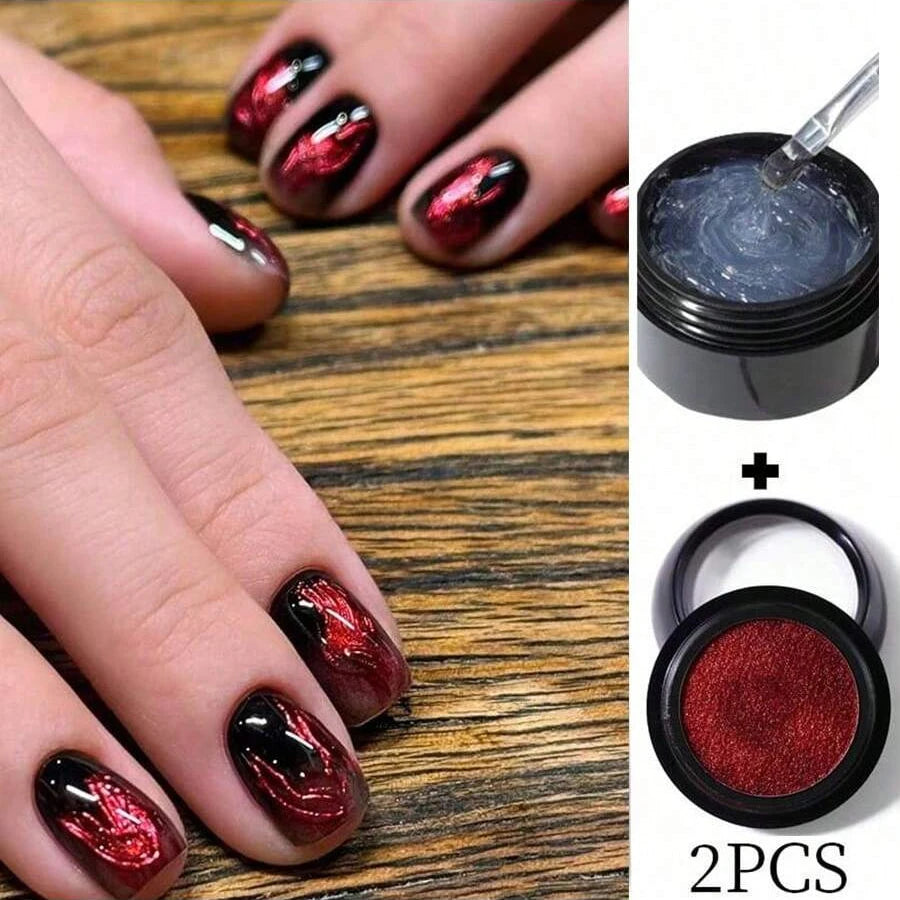 5ml 3D Clear Nail Gel and Nail Art Mirror Powder Create metallic three-dimensional nail art 3D Painting Gel