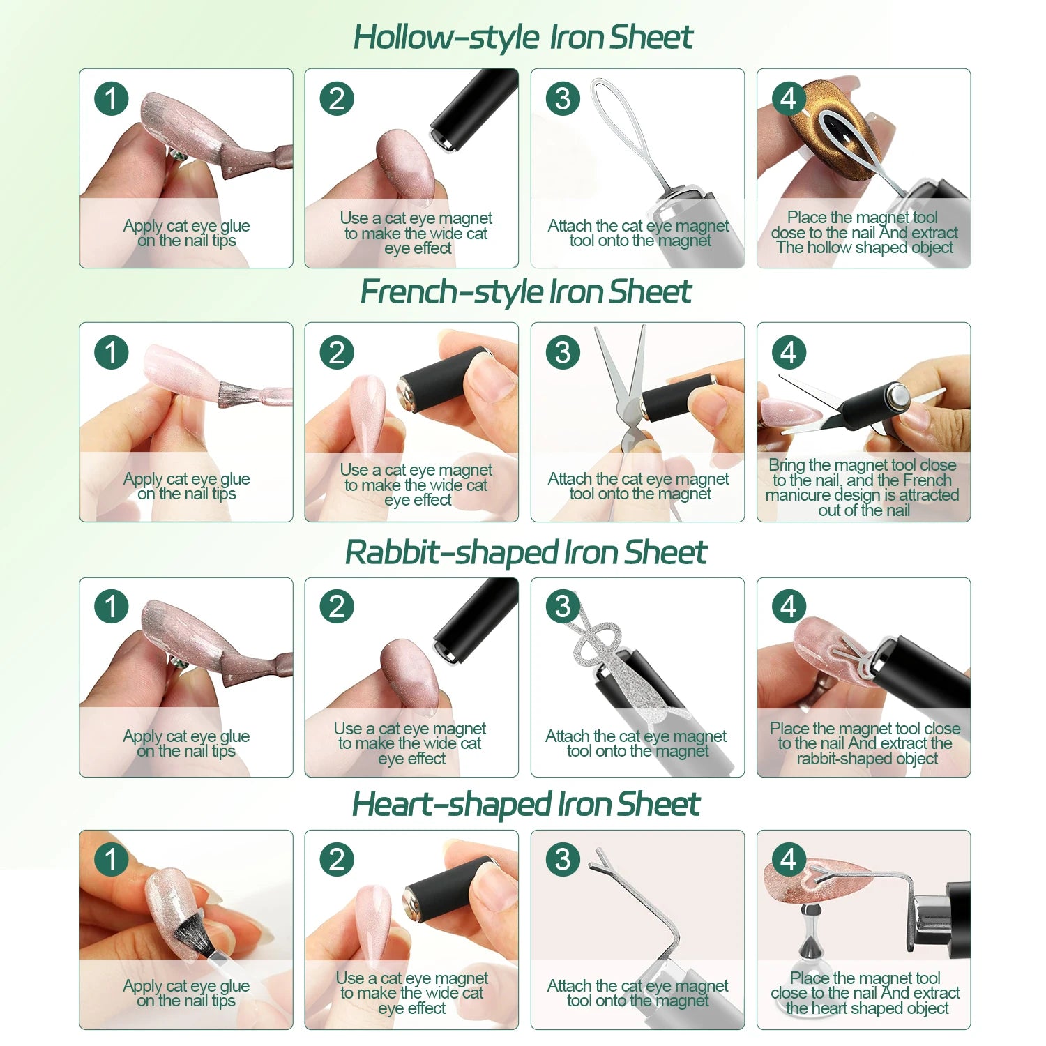 Nailpop Cat Eye Magnet Kit Silver DIY French Wide Rabbit Heart Nail Art Salon Professional Gel Polish Cat Eye Nail Tools 1 set