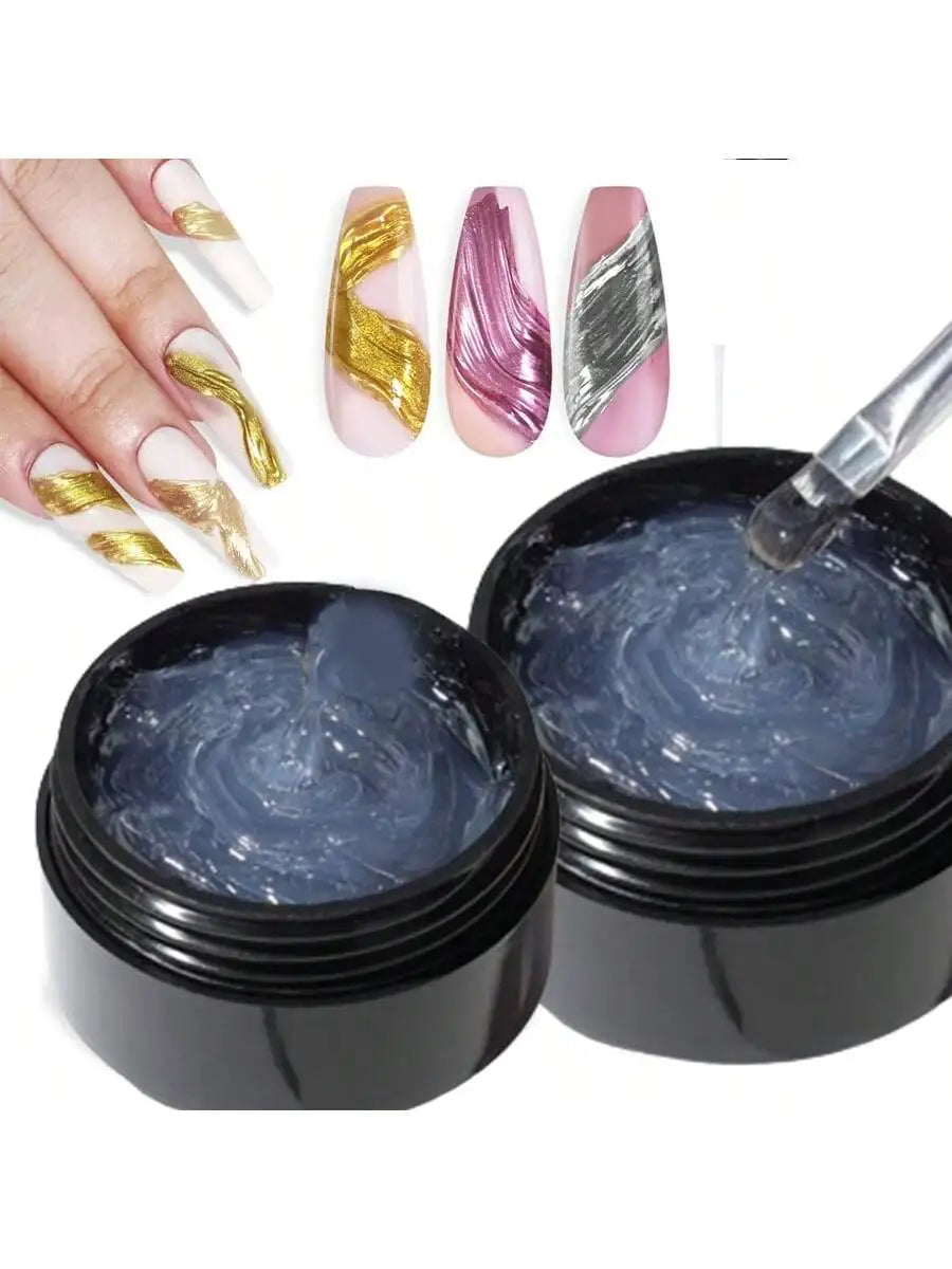 5ml 3D Clear Nail Gel and Nail Art Mirror Powder Create metallic three-dimensional nail art 3D Painting Gel