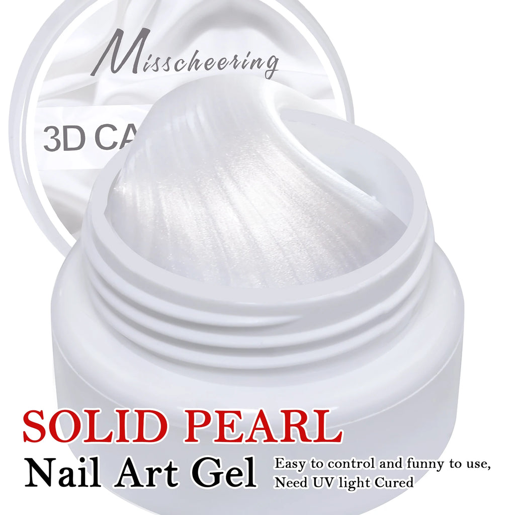 5ml White Non Stick Hand Carved Gel Nail Polish for 3D Shaping Nail Art Solid Pearl Satin Gloss Gel for Nail Design Decoration