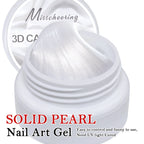 5ml White Non Stick Hand Carved Gel Nail Polish for 3D Shaping Nail Art Solid Pearl Satin Gloss Gel for Nail Design Decoration