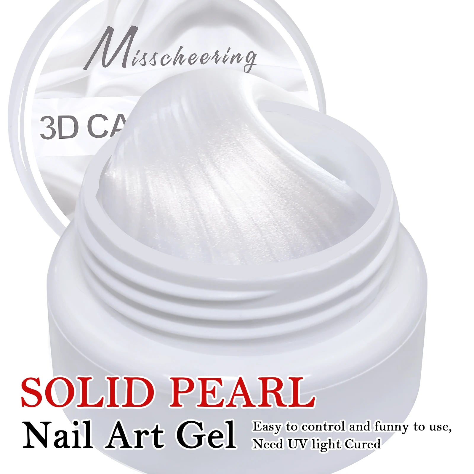 5ml White Non Stick Hand Carved Gel Nail Polish for 3D Shaping Nail Art Solid Pearl Satin Gloss Gel for Nail Design Decoration