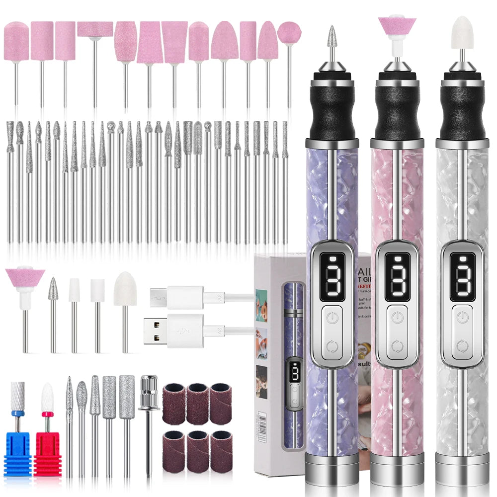 Electric Nail Drill Professional Nail Polishing Machine Multiple Gears Low Noise Nails Sander File Set For Manicure Salon Tools