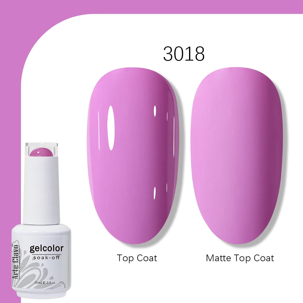 Arte Clavo Gel Nail Polish 400 Colors15ml Semi Permanent Gel Varnish Base Top Coat Nail Art Manicure Soak Off LED UV Salon Gel