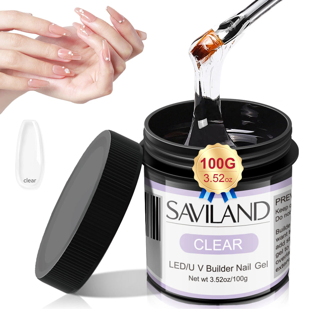 SAVILAND 100g Extension Nail Gel White Clear Nude Building UV LED Gel For Nails Finger Extension Nail Art Salon DIY Manicure Set