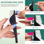 NAILPOP Adjustable Acrylic Nail Clippers with Sizer Professional Stainless Steel Blade Nail Tips Cutter Trimmer Manicure Tool