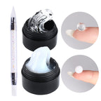 2pcs Crystal Soft Solid Extension Nail Gel With Flower Sculpting Pen Milky Clear Acrylic Carving Jelly Model Gel Manicure Decor