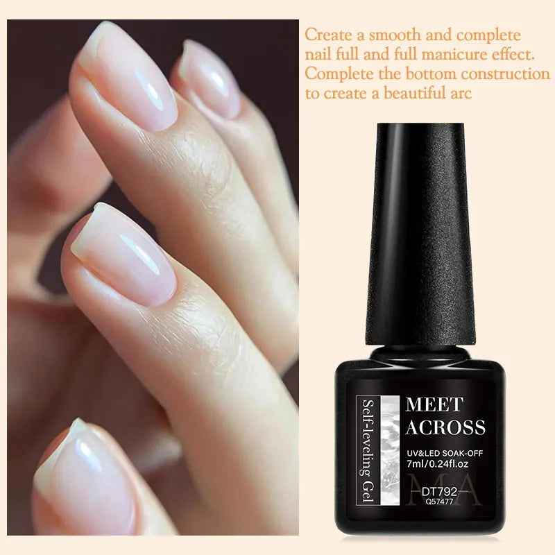MEET ACROSS 7ml Self Leveling Gel Nail Polish Strong Base Gel Reinforced Gel Lacquer Semi Permanent UV Soak Off Nail Art Gel