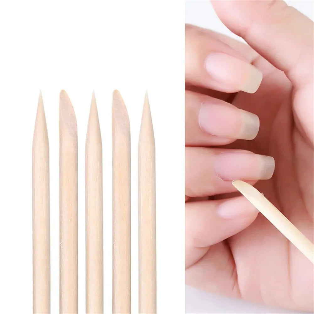 100Pcs Orange Wood Sticks for Nails Double Sided Cuticle Pusher Remover Nail Art Manicure Pedicure Tool for Manicure Pedicure