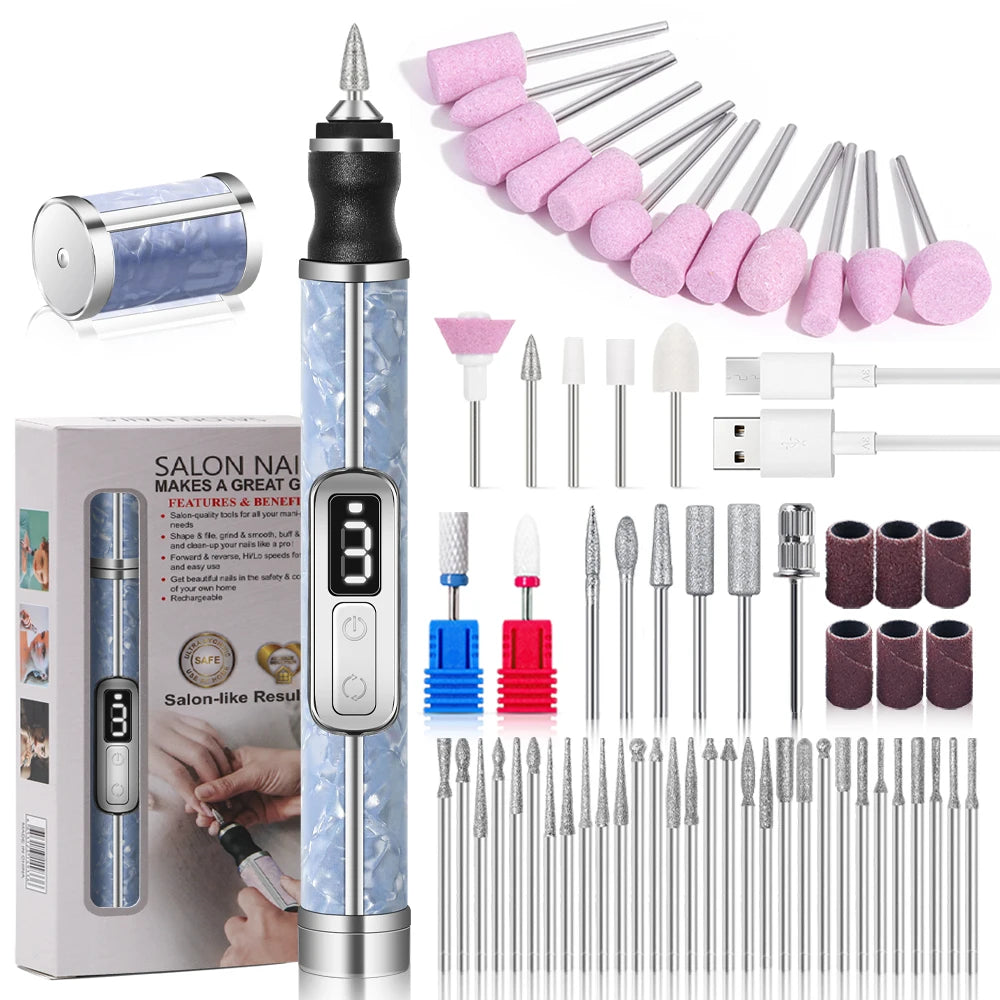 Electric Nail Drill Professional Nail Polishing Machine Multiple Gears Low Noise Nails Sander File Set For Manicure Salon Tools