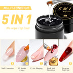 MTSSII 8ml 5 IN 1 No-wipe Top Coat Reinforcement Gel Nail Polish Efficient Function Adhesive Water Nail Art Gel DIY Design