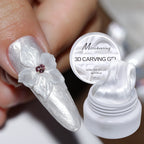 5ml White Non Stick Hand Carved Gel Nail Polish for 3D Shaping Nail Art Solid Pearl Satin Gloss Gel for Nail Design Decoration