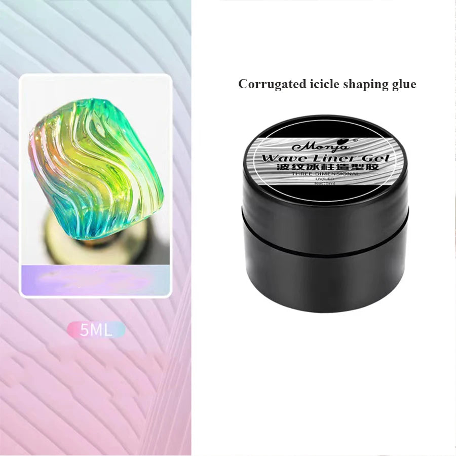 5ml 3D Clear Nail Gel and Nail Art Mirror Powder Create metallic three-dimensional nail art 3D Painting Gel